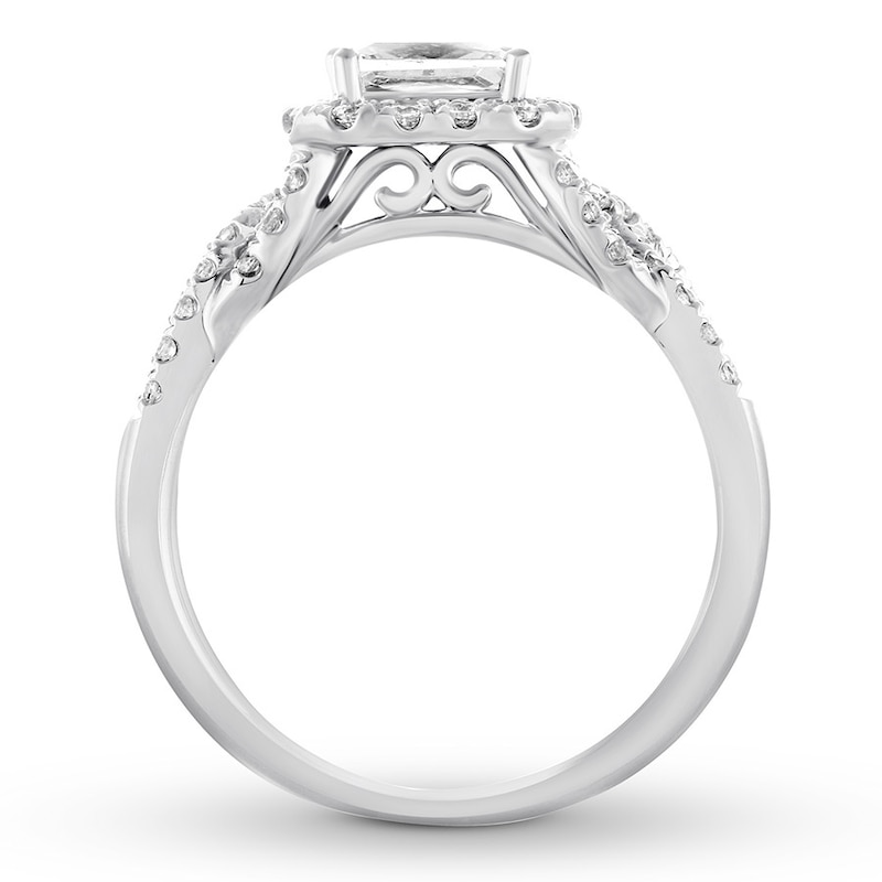 Diamond Engagement Ring 7/8 ct tw Emerald-cut 14K White Gold