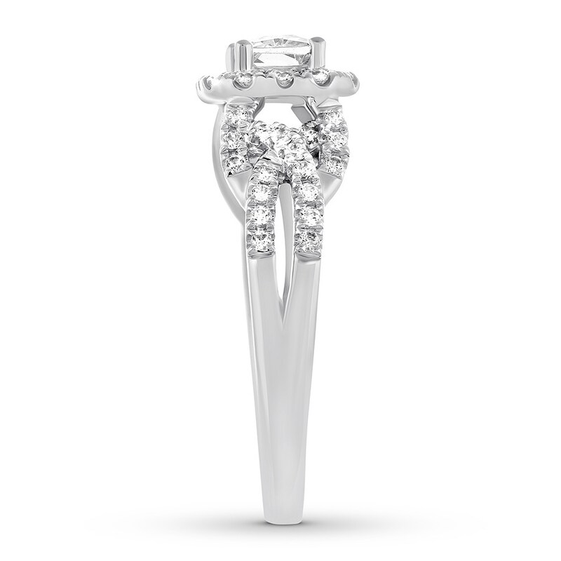 Diamond Engagement Ring 7/8 ct tw Emerald-cut 14K White Gold