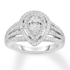 Thumbnail Image 0 of Diamond Engagement Ring 1-3/8 ct tw Pear/Round 14K White Gold