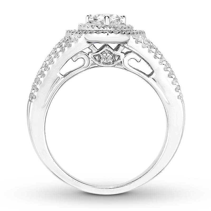 Diamond Engagement Ring 1-3/8 ct tw Pear/Round 14K White Gold
