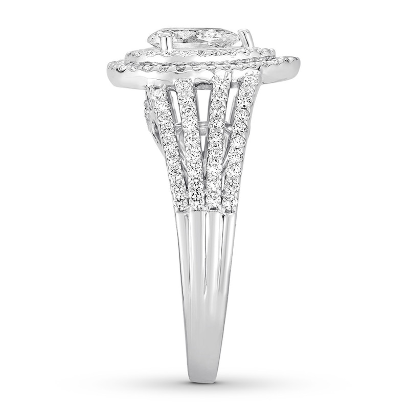 Diamond Engagement Ring 1-3/8 ct tw Pear/Round 14K White Gold