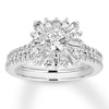 Thumbnail Image 0 of Diamond Bridal Set 1-1/2 ct tw Round/Baguette 14K White Gold