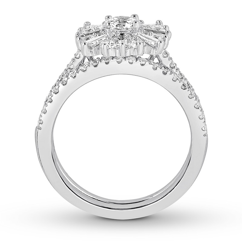 Diamond Bridal Set 1-1/2 ct tw Round/Baguette 14K White Gold