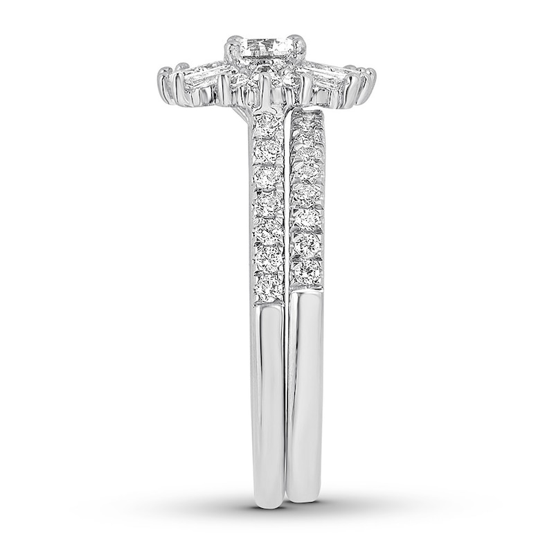 Diamond Bridal Set 1-1/2 ct tw Round/Baguette 14K White Gold