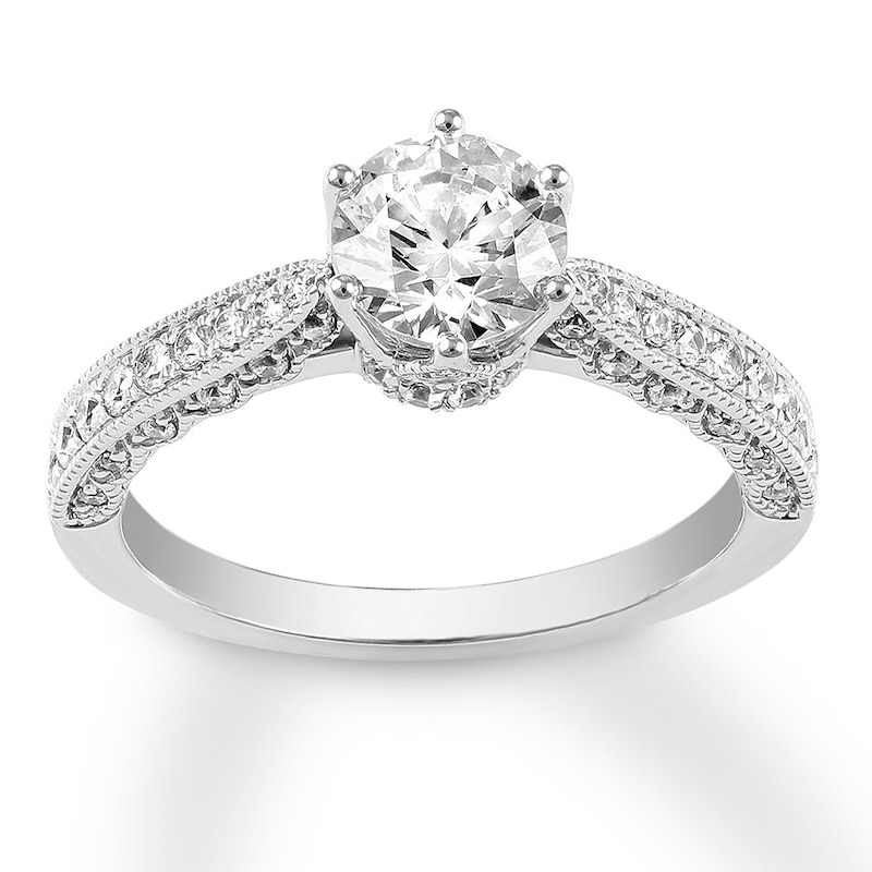 Diamond Engagement Ring 1-3/8 ct tw Round-cut 14K White Gold