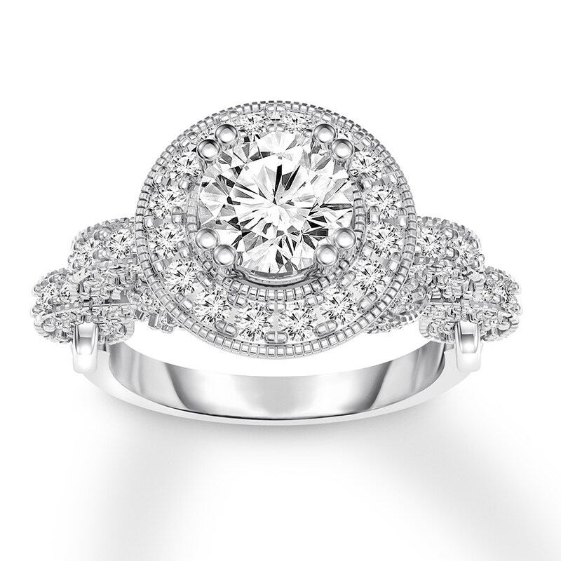 Diamond Engagement Ring 1-7/8 ct tw Round-cut 14K White Gold
