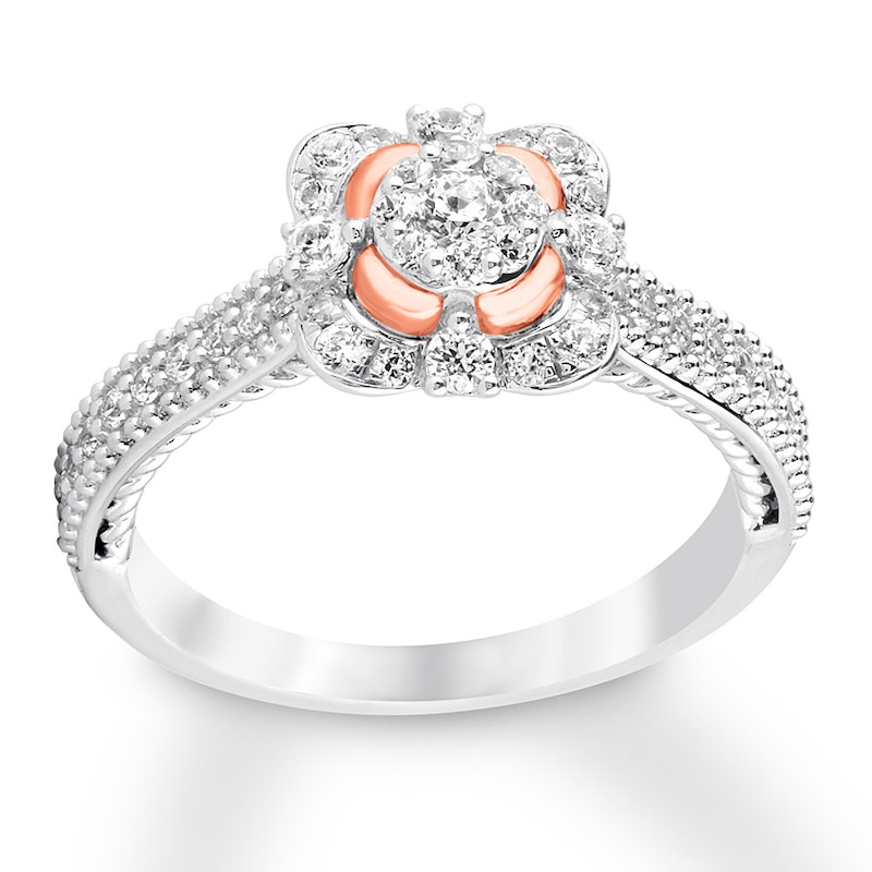 Diamond Engagement Ring 5/8 ct tw Round-cut 14K Two-Tone Gold