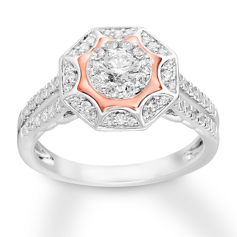 Diamond Engagement Ring 3/4 ct tw Round-cut 14K Two-Tone Gold
