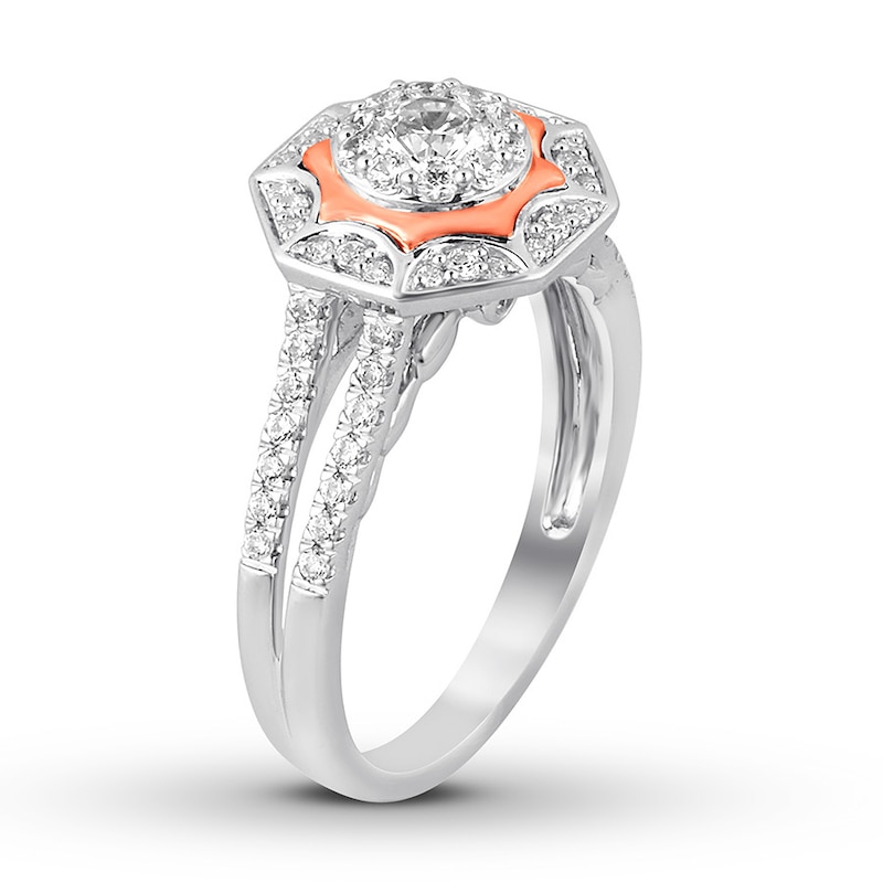 Diamond Engagement Ring 3/4 ct tw Round-cut 14K Two-Tone Gold