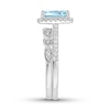 Thumbnail Image 2 of Aquamarine Bridal Set 1/3 ct tw Diamonds 14K White Gold