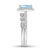Thumbnail Image 2 of Aquamarine Bridal Set 1/3 ct tw Diamonds 14K White Gold