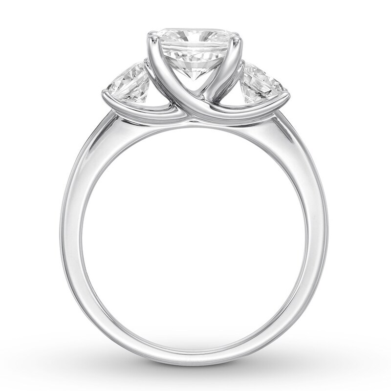 Diamond 3-Stone Ring 2-3/4 ct tw Cushion-cut 14K White Gold