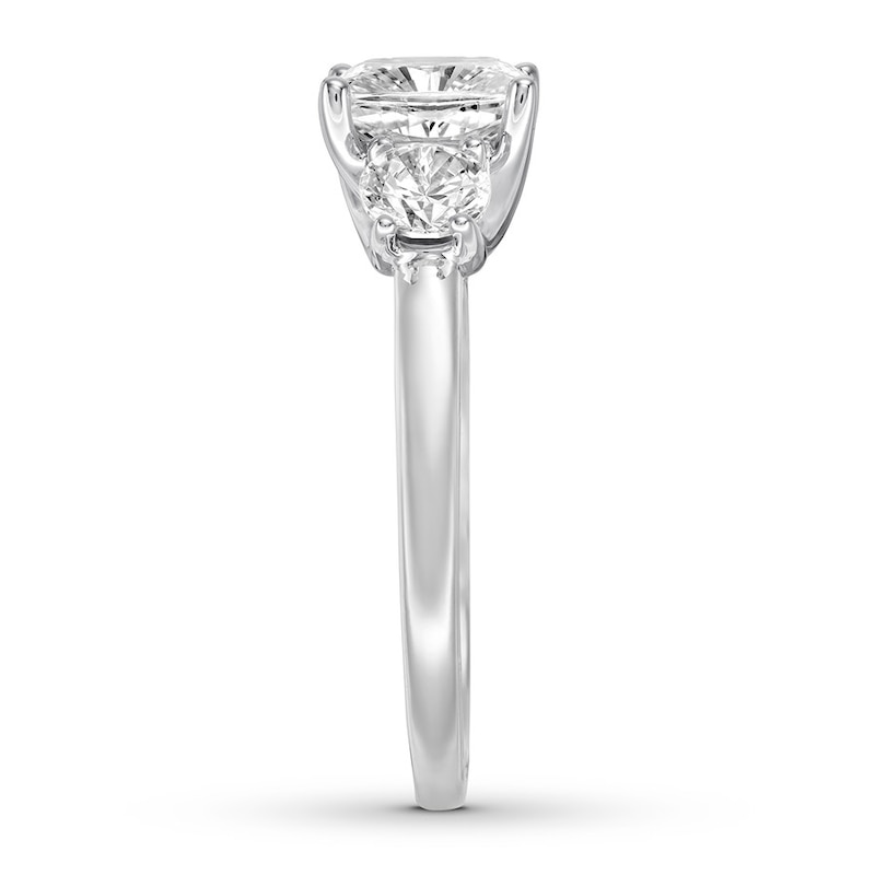 Diamond 3-Stone Ring 2-3/4 ct tw Cushion-cut 14K White Gold