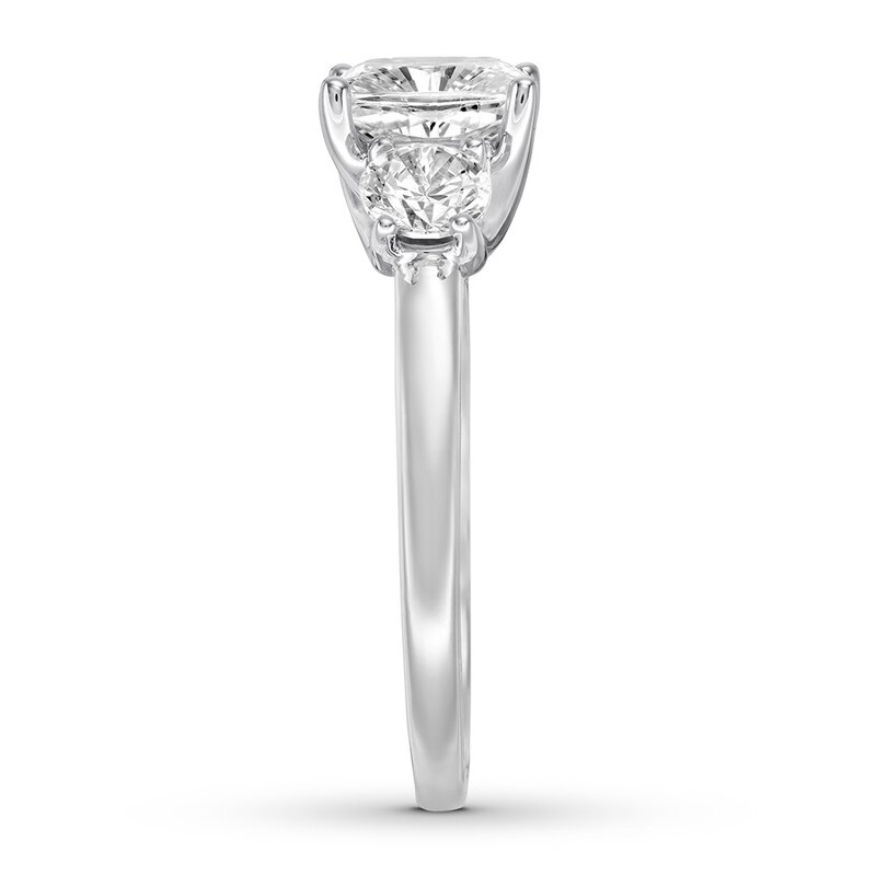 Diamond 3-Stone Ring 2-3/4 ct tw Cushion-cut 14K White Gold