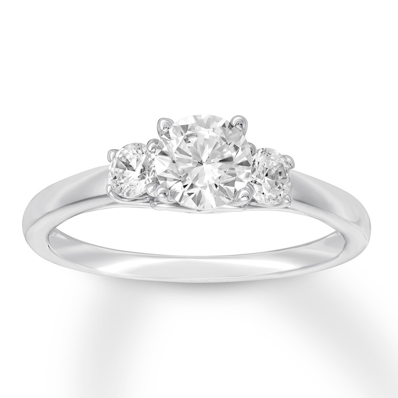 Diamond 3-Stone Ring 1-1/3 ct tw Round-cut 14K White Gold