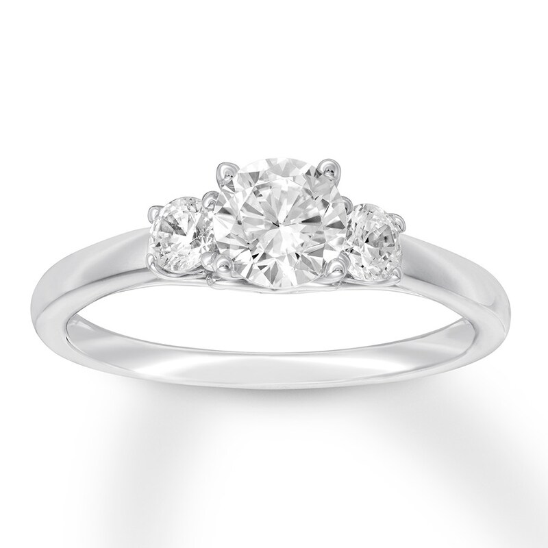 Main Image 1 of Diamond 3-Stone Ring 1-1/3 ct tw Round-cut 14K White Gold