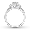 Thumbnail Image 1 of Diamond 3-Stone Ring 1-1/3 ct tw Cushion/Round 14K White Gold