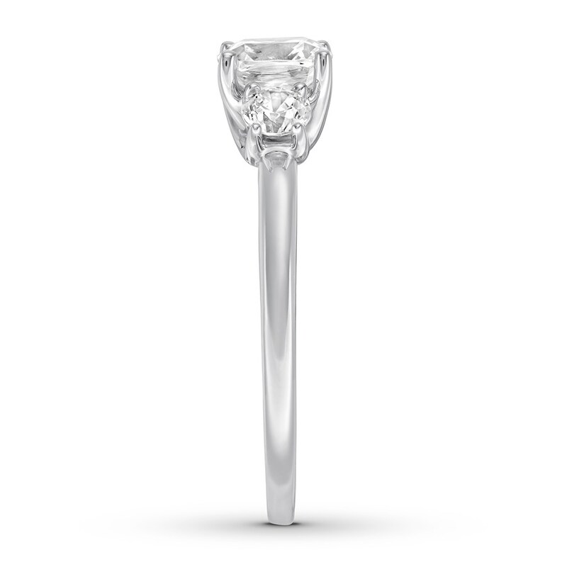 Diamond 3-Stone Ring 1-1/3 ct tw Cushion/Round 14K White Gold