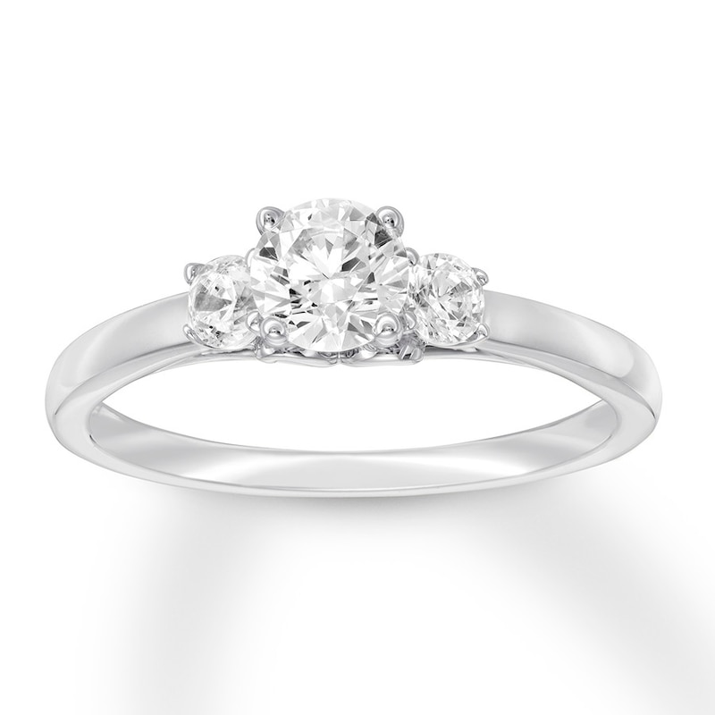 Diamond 3-Stone Ring 5/8 carat tw Round-cut 14K White Gold with 360