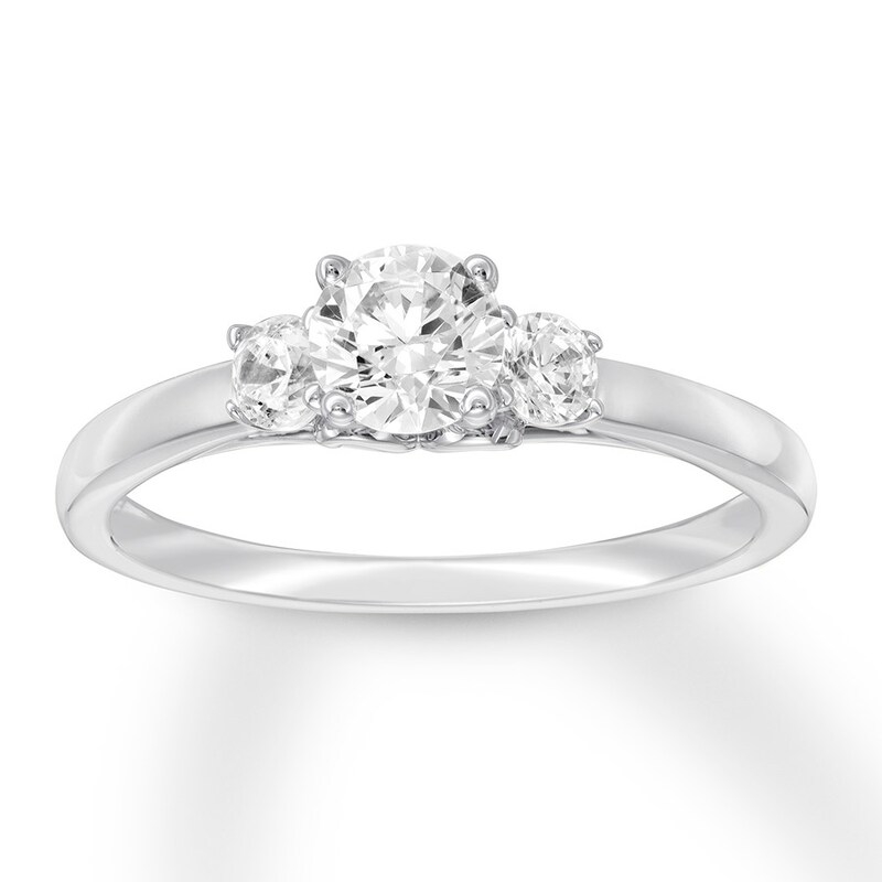 Diamond 3-Stone Ring 5/8 carat tw Round-cut 14K White Gold