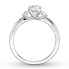 Thumbnail Image 1 of Diamond 3-Stone Ring 1 ct tw Cushion/Round 14K White Gold