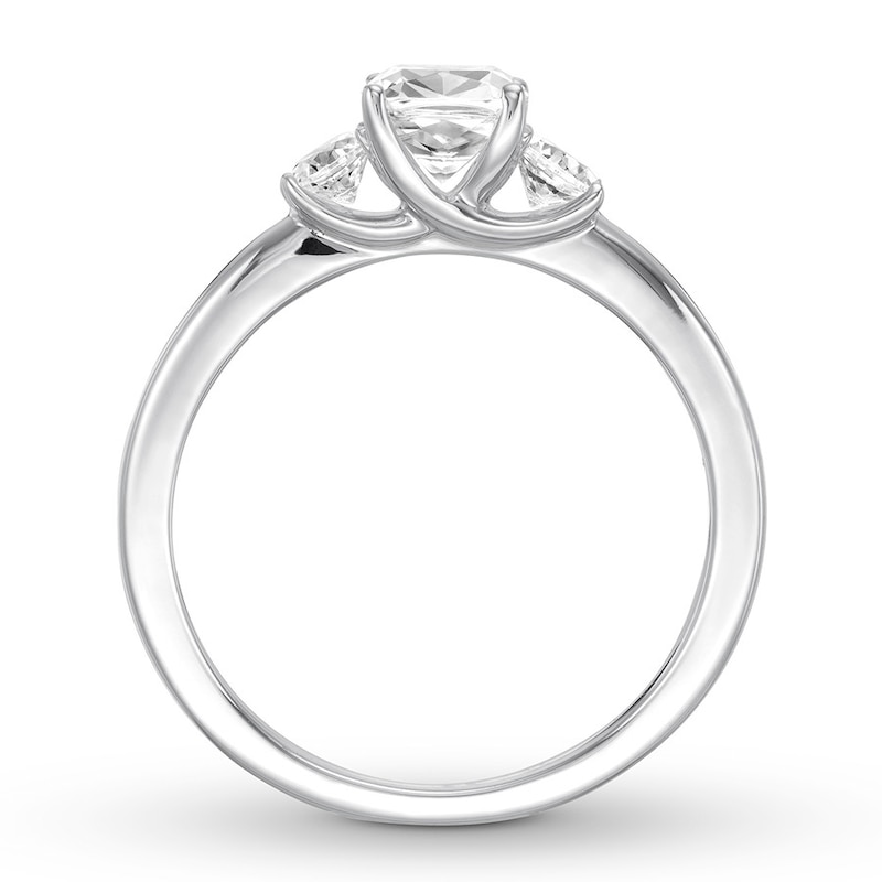 Diamond 3-Stone Ring 1 ct tw Cushion/Round 14K White Gold
