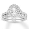 Thumbnail Image 0 of Neil Lane Bridal Set 1-1/2 ct tw Radiant/Round 14K White Gold