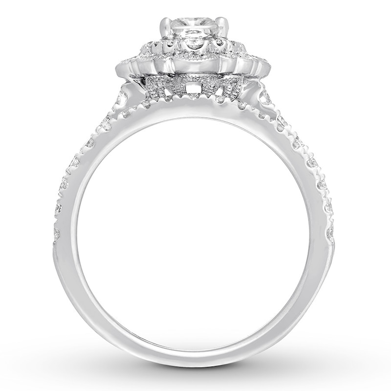 Neil Lane Bridal Set 1-1/2 ct tw Radiant/Round 14K White Gold