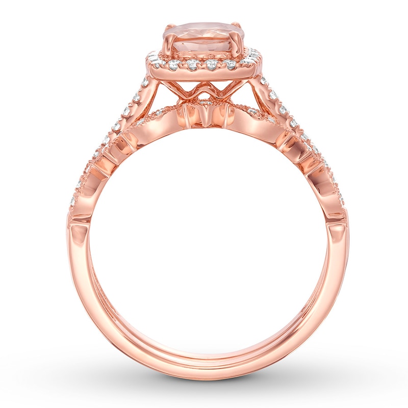 Main Image 2 of Morganite Bridal Set 1/3 ct tw Diamonds 14K Rose Gold