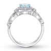 Thumbnail Image 1 of Aquamarine Bridal Set 1/6 ct tw Diamonds 14K White Gold