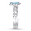 Thumbnail Image 2 of Aquamarine Bridal Set 1/6 ct tw Diamonds 14K White Gold