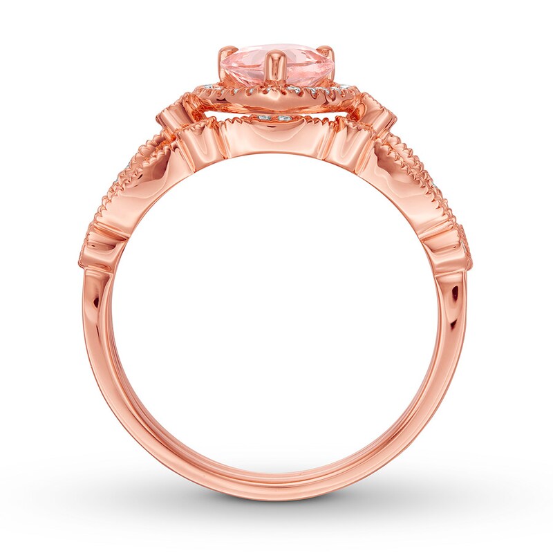 Morganite Bridal Set 1/6 ct tw Diamonds 14K Rose Gold