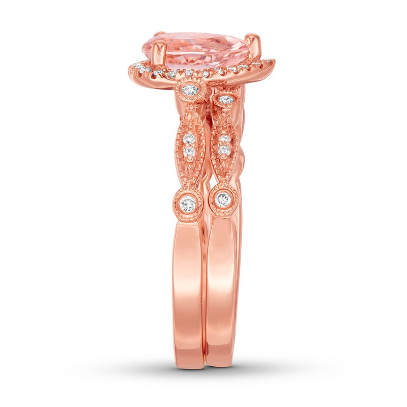Morganite Bridal Set 1/6 ct tw Diamonds 14K Rose Gold