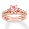 Thumbnail Image 0 of Morganite Bridal Set 1/5 ct tw Diamonds 14K Rose Gold