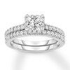 Thumbnail Image 1 of Diamond Bridal Set 1-1/2 ct tw Princess/Round 14K White Gold