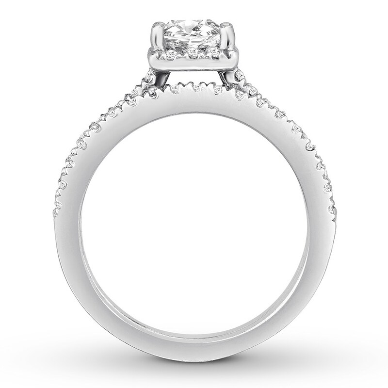Main Image 2 of Diamond Bridal Set 1-1/2 ct tw Princess/Round 14K White Gold
