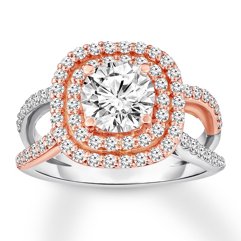 Diamond Engagement Ring 1-5/8 ct tw Round-cut 14K Two-Tone Gold