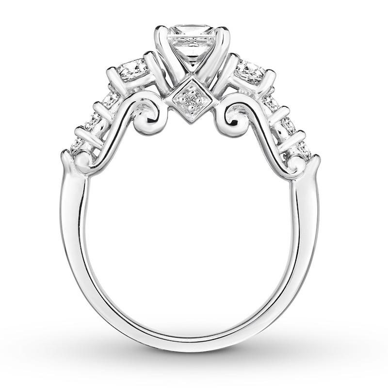 Main Image 2 of 3-Stone Diamond Ring 1-3/8 ct tw Princess/Round 14K White Gold