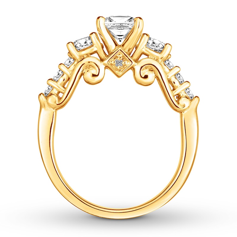 Main Image 2 of Diamond Ring 1-3/8 ct tw Princess-cut/Round 14K Yellow Gold