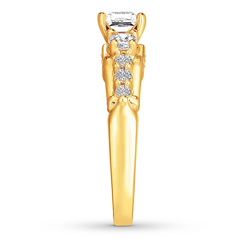 Main Image 3 of Diamond Ring 1-3/8 ct tw Princess-cut/Round 14K Yellow Gold
