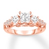 Thumbnail Image 0 of 3-Stone Diamond Ring 1-3/8 ct tw Princess/Round 14K Rose Gold