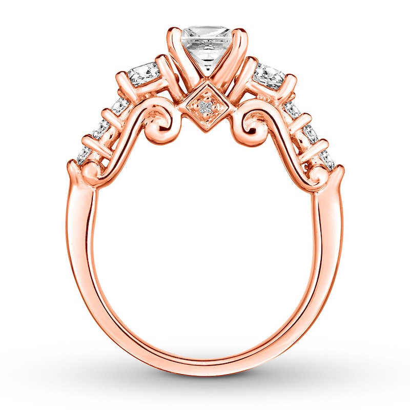 Main Image 2 of 3-Stone Diamond Ring 1-3/8 ct tw Princess/Round 14K Rose Gold