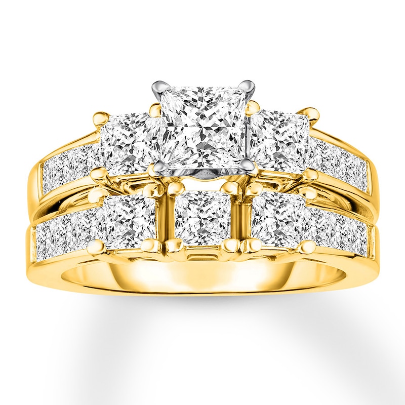 Diamond Bridal Set 3-1/3 Carats tw Princess-cut 14K Gold