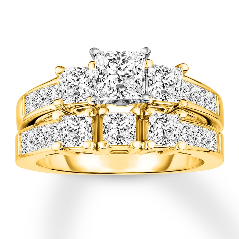 Main Image 1 of Diamond Bridal Set 3-1/3 Carats tw Princess-cut 14K Gold