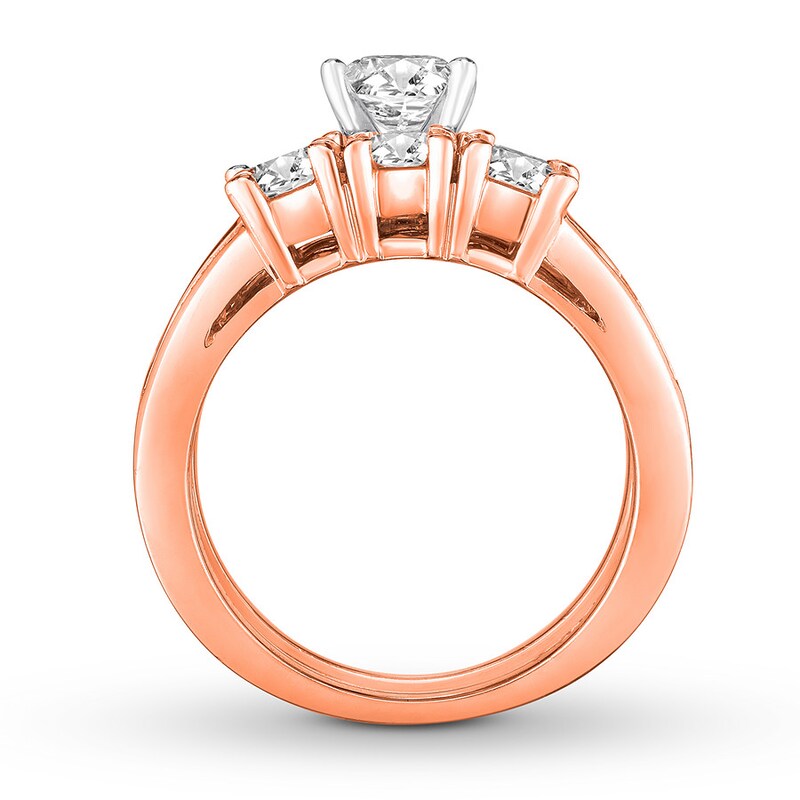 Diamond Bridal Set 3-1/3 ct tw Princess-cut 14K Rose Gold