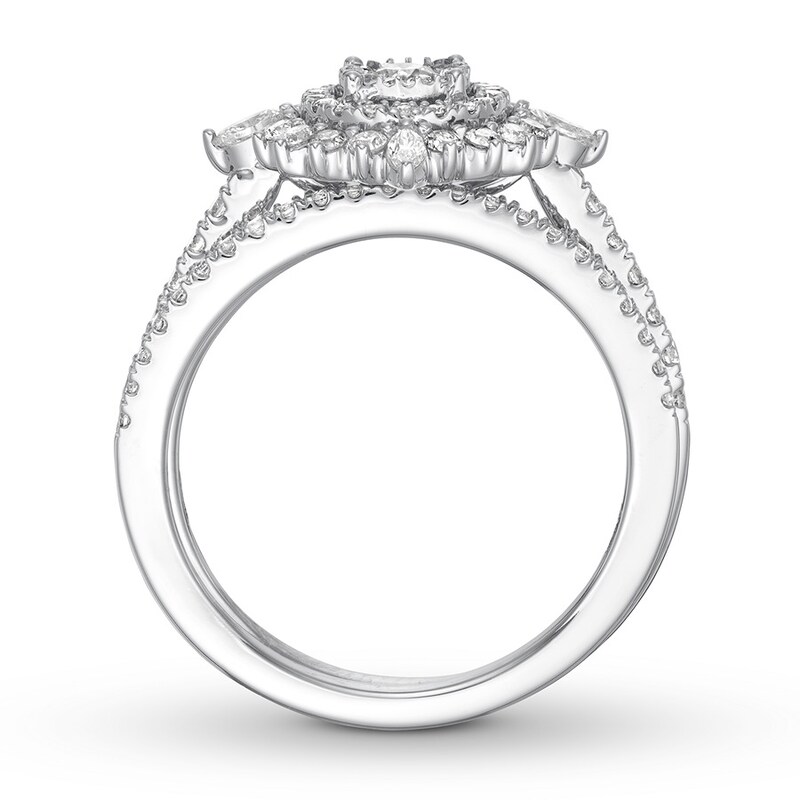 Diamond Bridal Set 3/4 ct tw Round/Marquise 14K White Gold