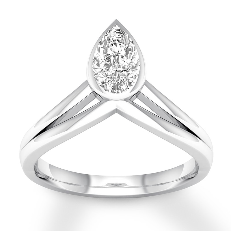 Diamond Solitaire Ring 1/2-carat Pear-shaped 14K White Gold
