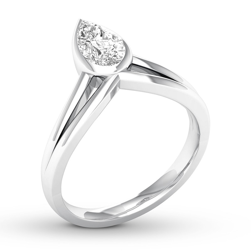 Diamond Solitaire Ring 1/2-carat Pear-shaped 14K White Gold