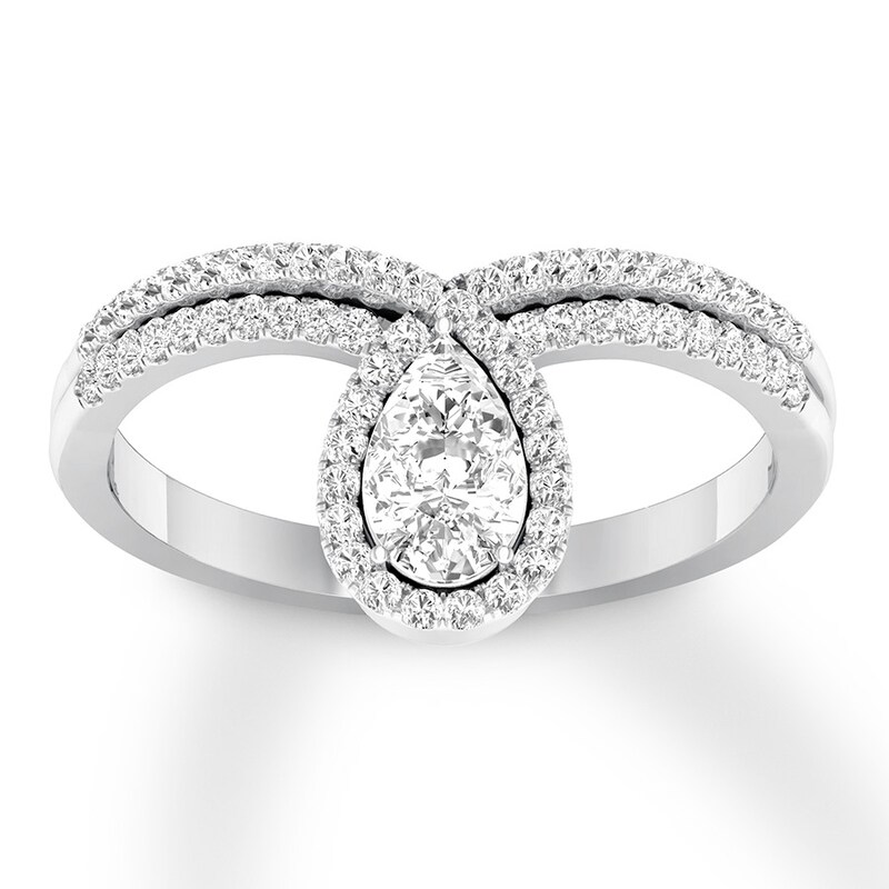 Diamond Engagement Ring 5/8 ct tw Pear-shaped/Round 14K White Gold