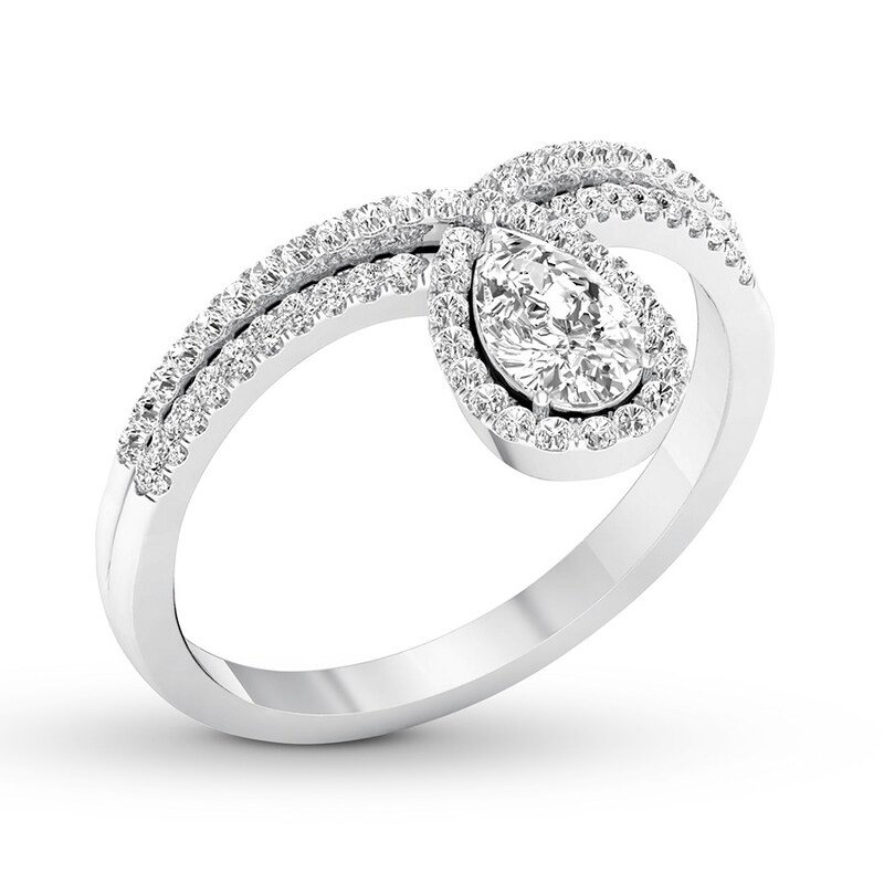 Diamond Engagement Ring 5/8 ct tw Pear-shaped/Round 14K White Gold